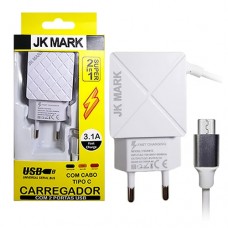 Carregador V8 + 2 USB 3.1A cabo 1m JK Mark